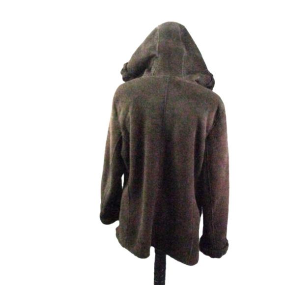 Croft & Barrow Brown Faux Fur Lined Hooded Peacoat Size XL - Picture 4 of 6